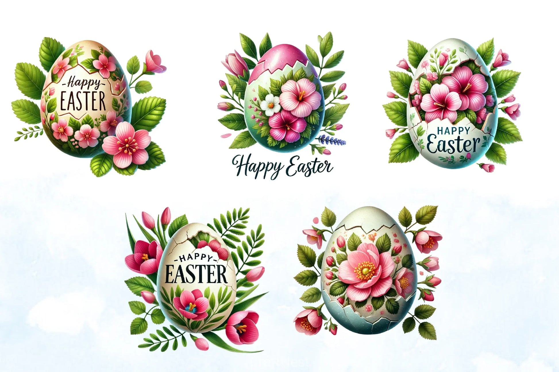 Easter Eggs & Flowers Clipart Bundle 2 - CraftNest - Digital Crafting and Art