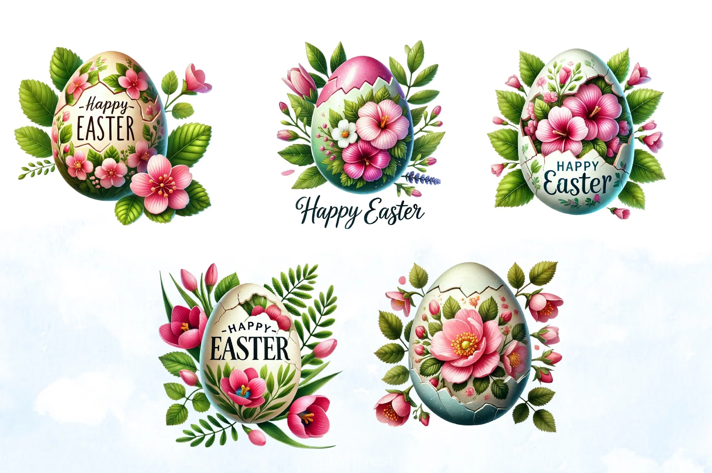 Easter Eggs & Flowers Clipart Bundle 2 - CraftNest - Digital Crafting and Art