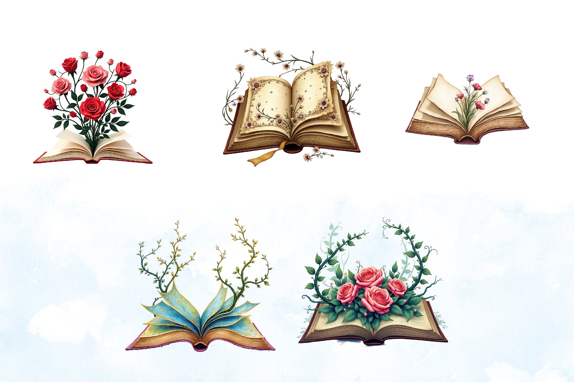 Floral Book Clipart Bundle 3 - CraftNest - Digital Crafting and Art