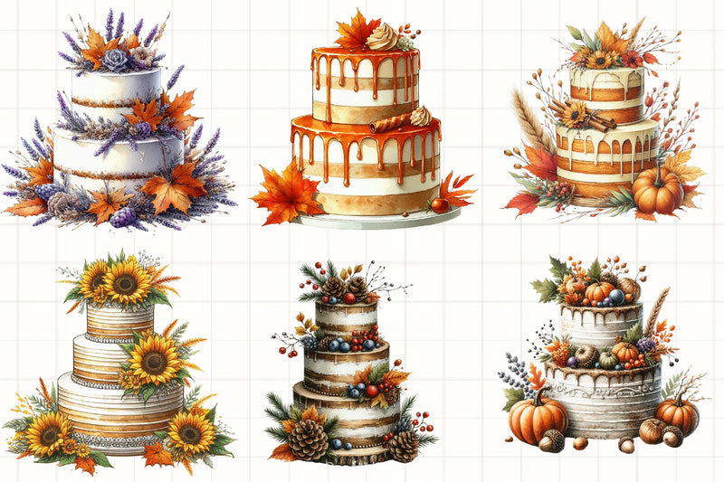 Fall Wedding Cake Clipart Bundle - CraftNest - Digital Crafting and Art