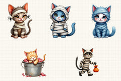 Cute Halloween Cats Mummy Clipart Bundle - CraftNest - Digital Crafting and Art