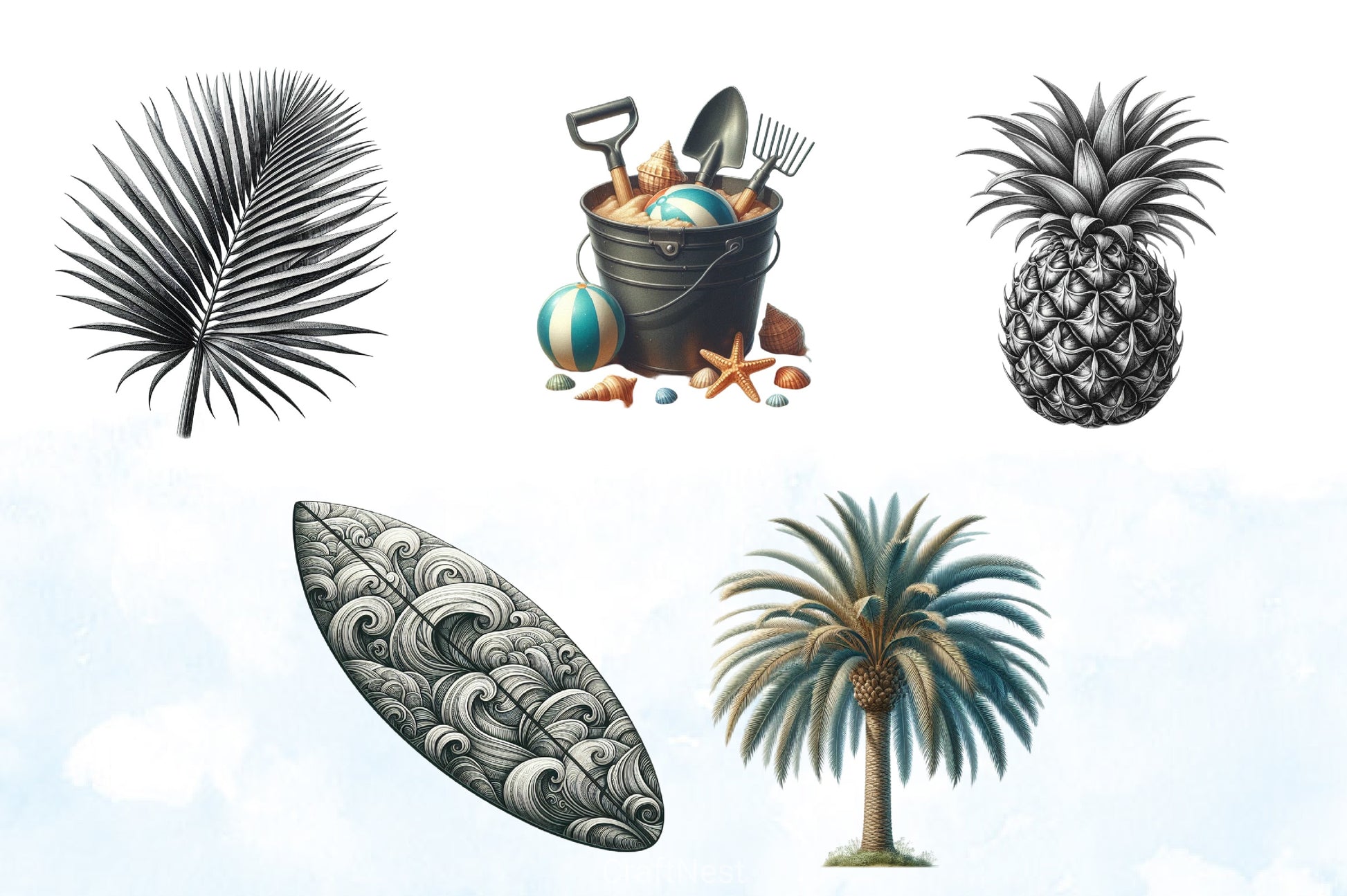 Summer Black Clipart Bundle - CraftNest - Digital Crafting and Art