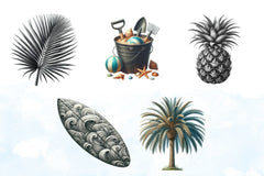 Summer Black Clipart Bundle - CraftNest - Digital Crafting and Art