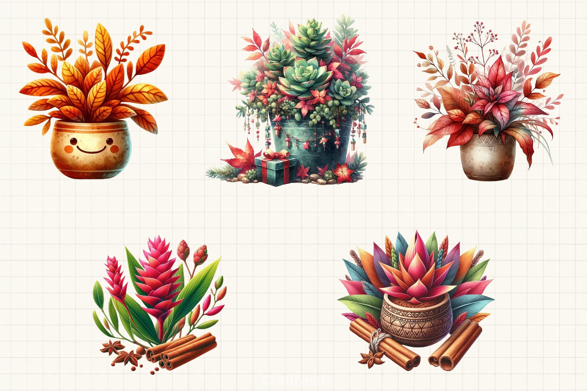 Autumn Houseplant Clipart Bundle - CraftNest - Digital Crafting and Art
