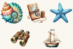 Nautical Summer Clipart Bundle - CraftNest - Digital Crafting and Art