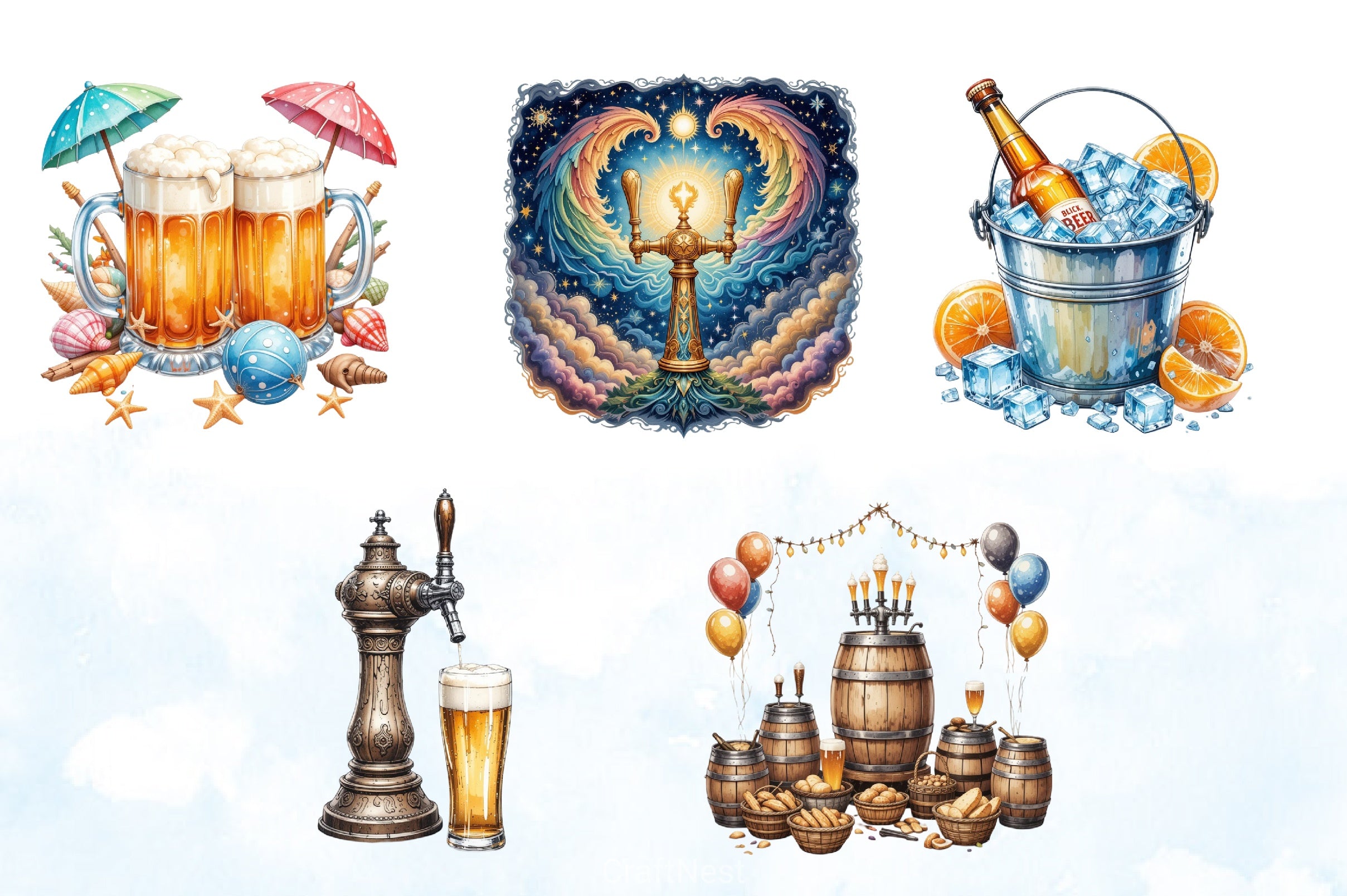 Vintage Summer Beer Clipart Bundle - CraftNest - Digital Crafting and Art