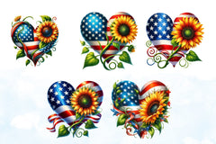 Sunflowers 4th July Clipart Bundle - CraftNest - Digital Crafting and Art