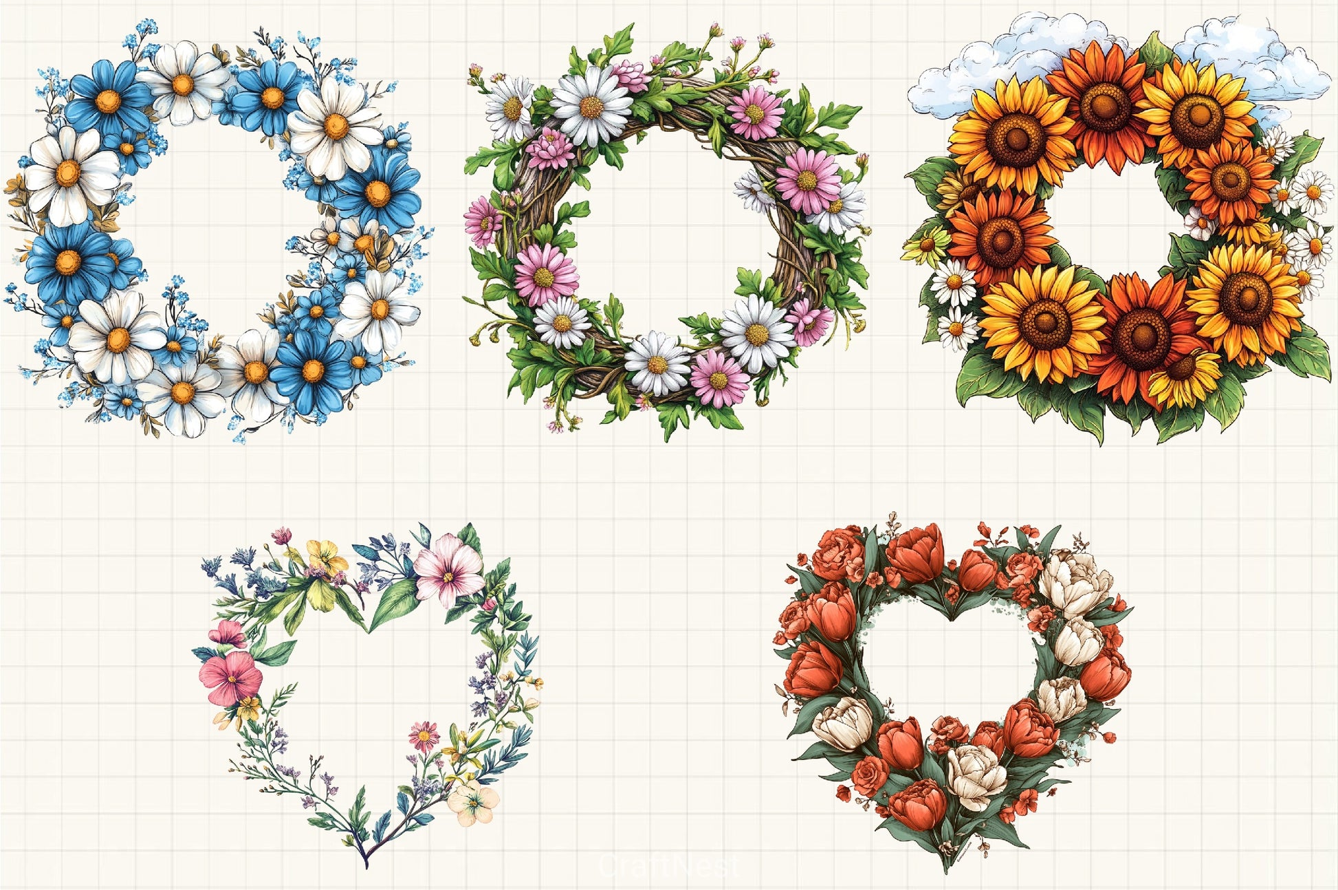 Mother's Day Wreath Clipart Bundle - CraftNest - Digital Crafting and Art