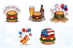 4th of July Fast Food Clipart Bundle - CraftNest - Digital Crafting and Art