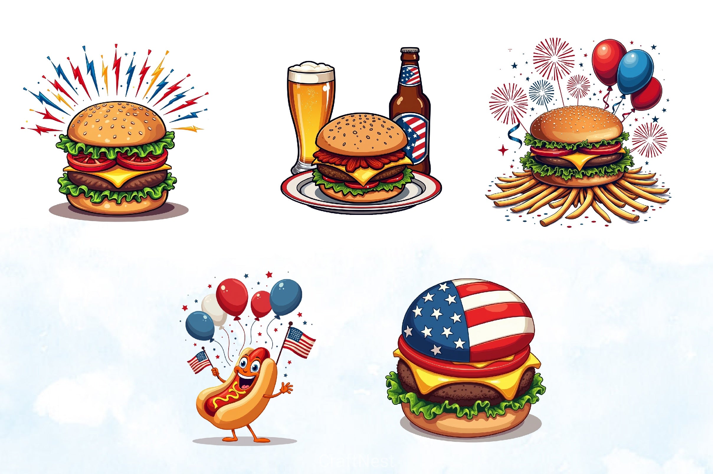 4th of July Fast Food Clipart Bundle - CraftNest - Digital Crafting and Art