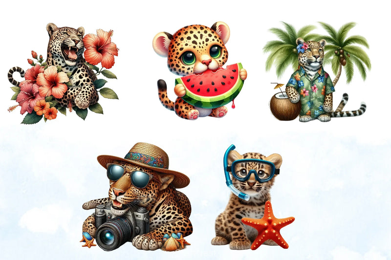 Summer Leopard Clipart Bundle - CraftNest - Digital Crafting and Art