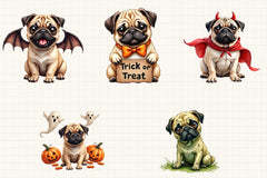 Halloween Pug Clipart Bundle - CraftNest - Digital Crafting and Art