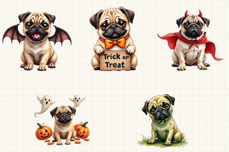 Halloween Pug Clipart Bundle - CraftNest - Digital Crafting and Art