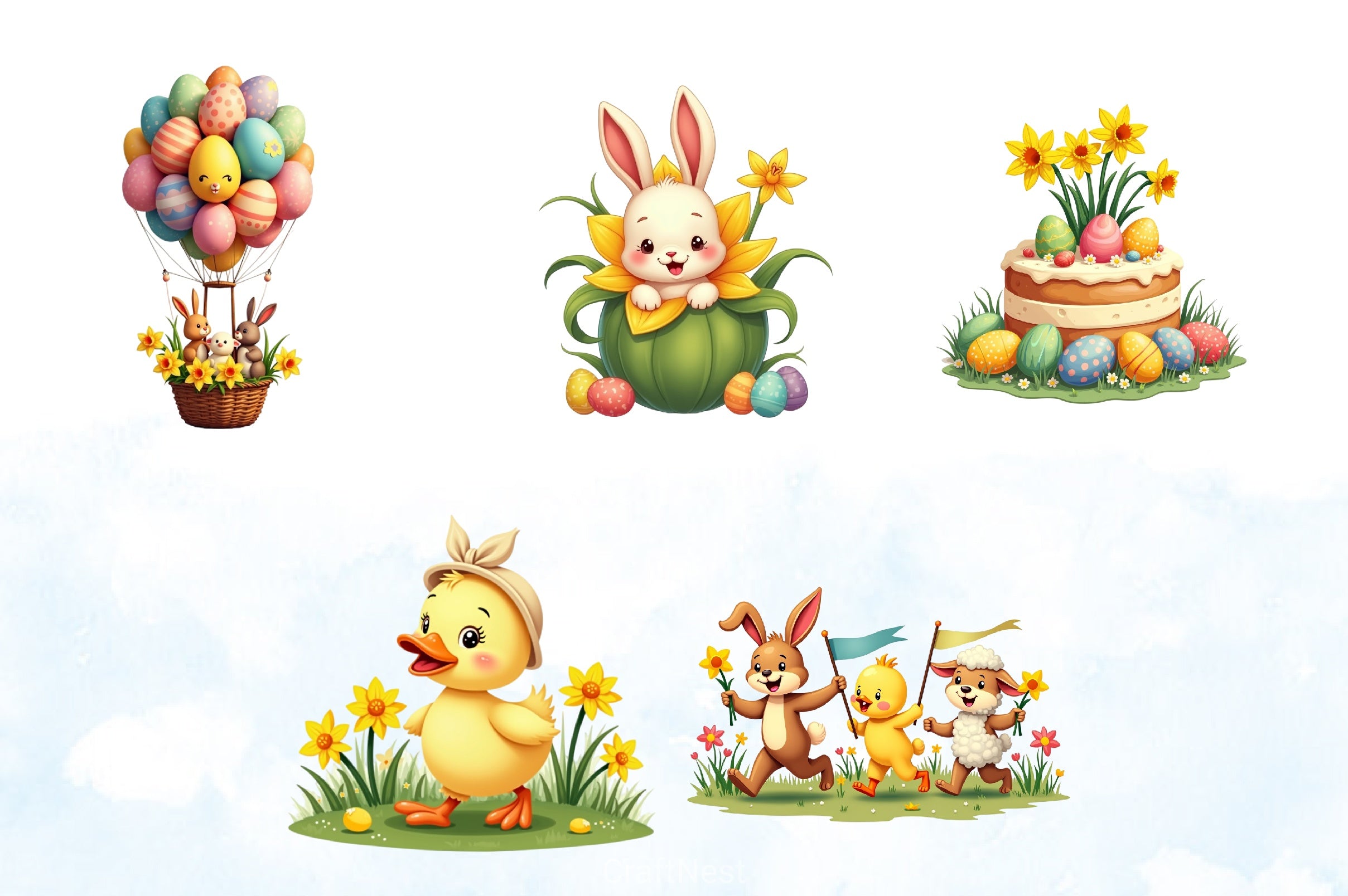 Springtime Daffodils Easter Clipart Bundle 2 - CraftNest - Digital Crafting and Art