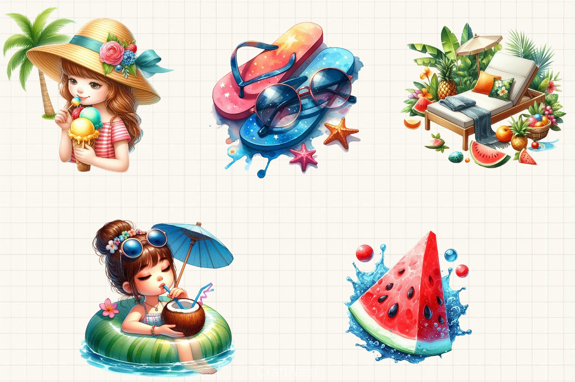 Summer Pool Day Clipart Bundle - CraftNest - Digital Crafting and Art