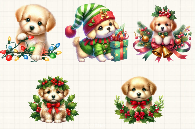 Christmas Puppy Clipart Bundle - CraftNest - Digital Crafting and Art