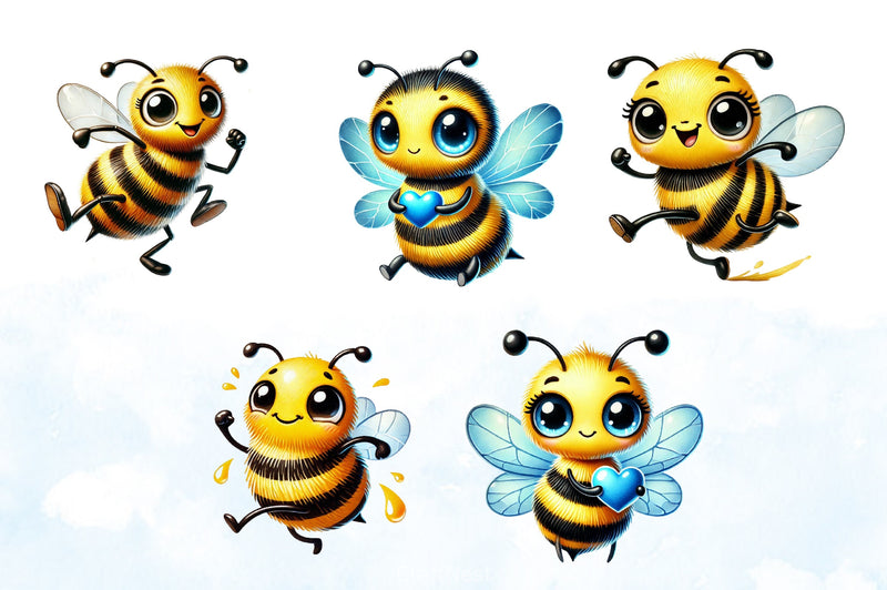 Funny Cute Bee Clipart Bundle - CraftNest - Digital Crafting and Art