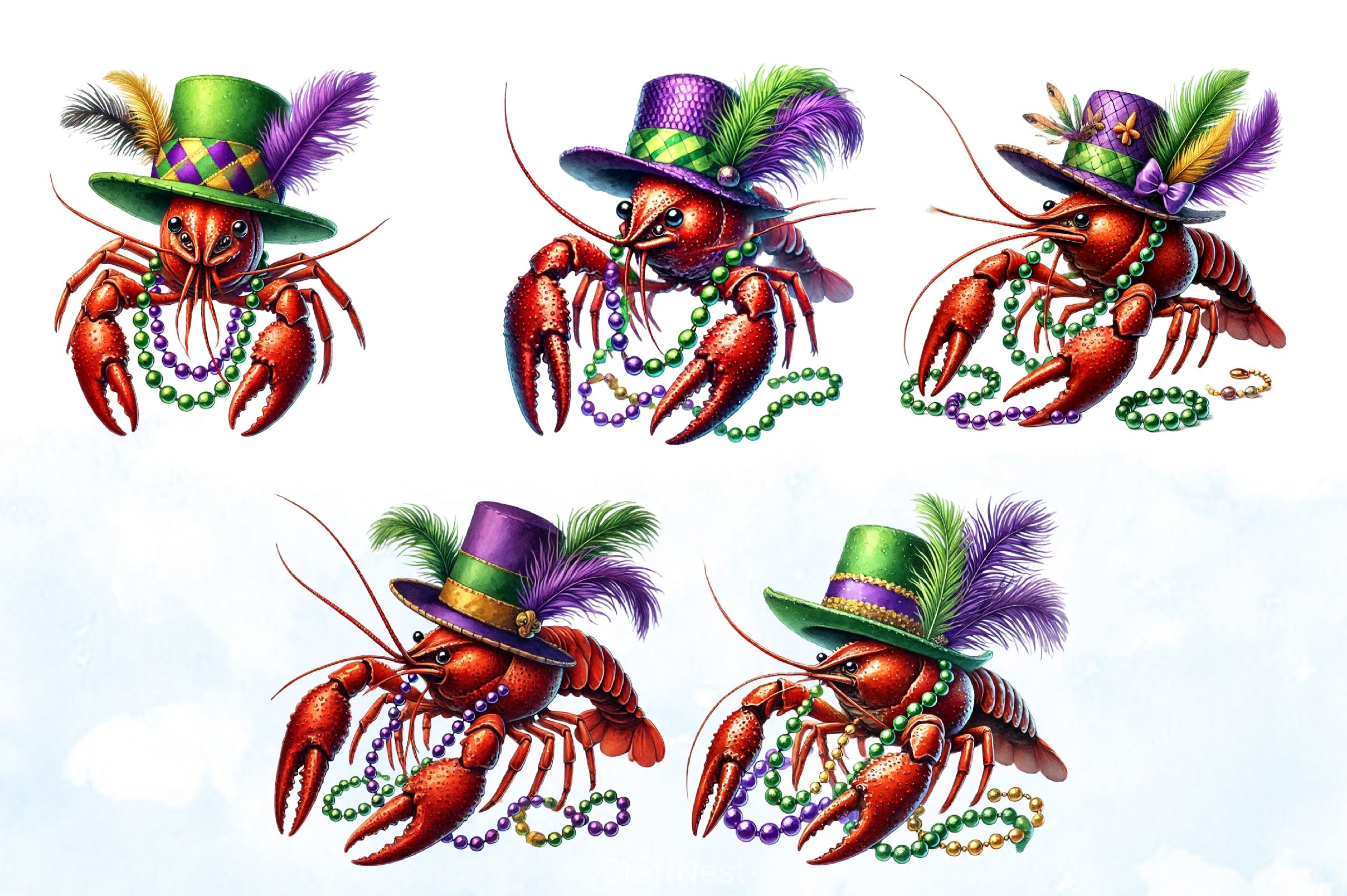 Mardi Gras Crawfish Clipart Bundle - CraftNest - Digital Crafting and Art