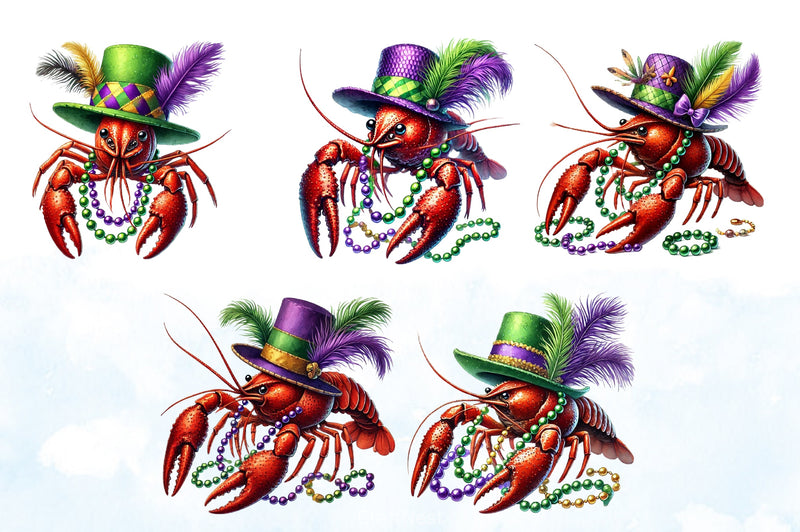 Mardi Gras Crawfish Clipart Bundle - CraftNest - Digital Crafting and Art