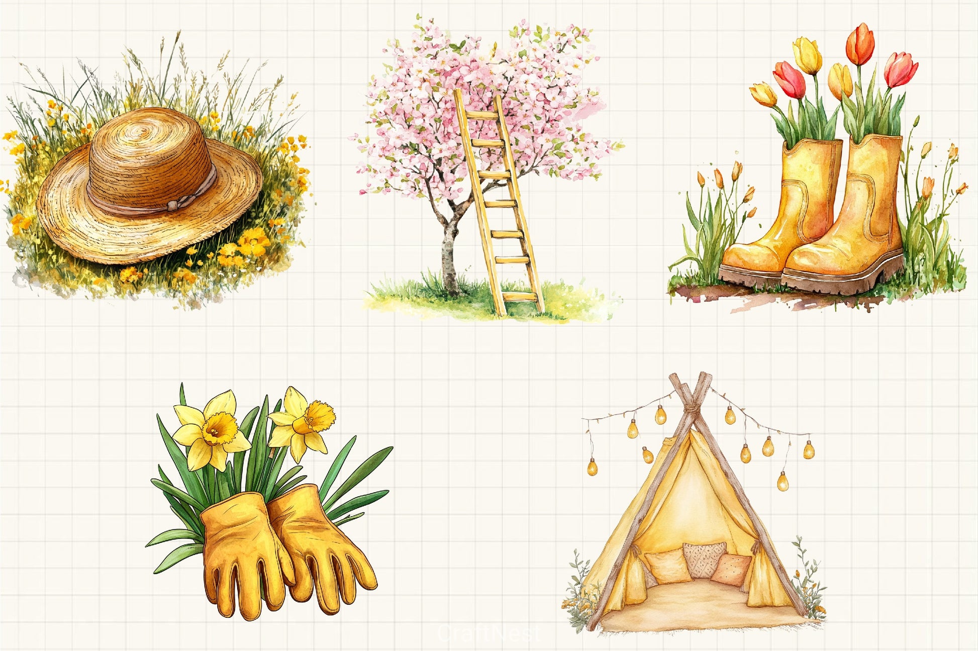 Gold Spring Clipart Bundle - CraftNest - Digital Crafting and Art