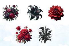 Dark Moody Gothic Flowers Clipart Bundle 1 - CraftNest - Digital Crafting and Art