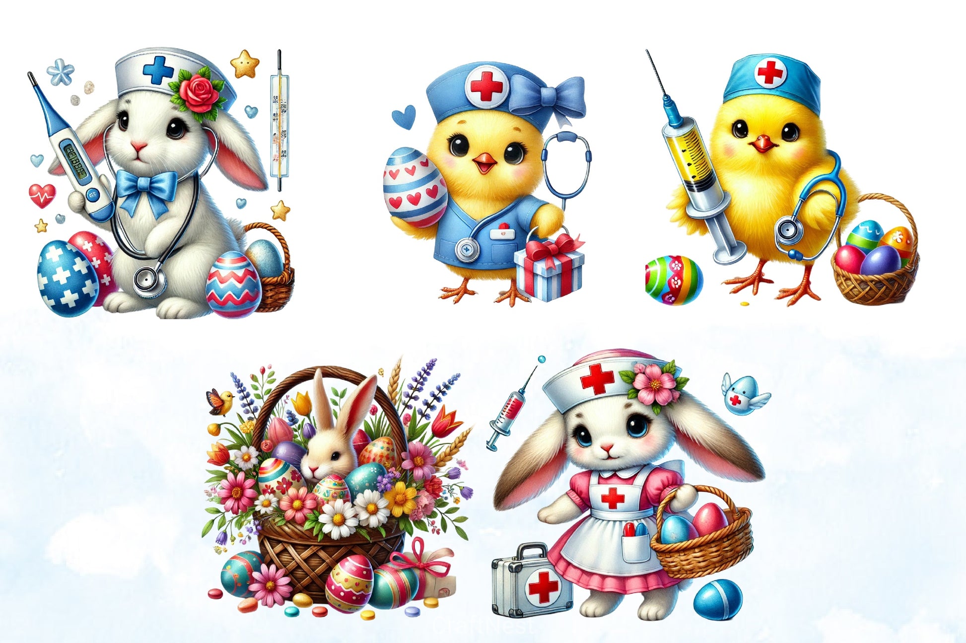 Retro Easter Clipart Bundle - CraftNest - Digital Crafting and Art