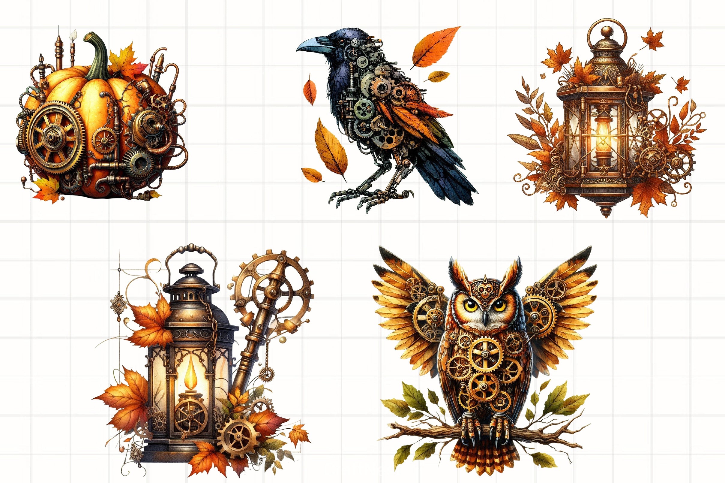 Steampunk Autumn Clipart Bundle - CraftNest - Digital Crafting and Art