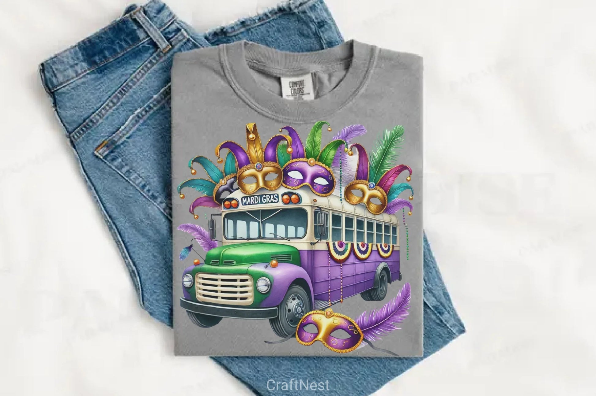 Mardi Gras School Bus Clipart Bundle - CraftNest - Digital Crafting and Art
