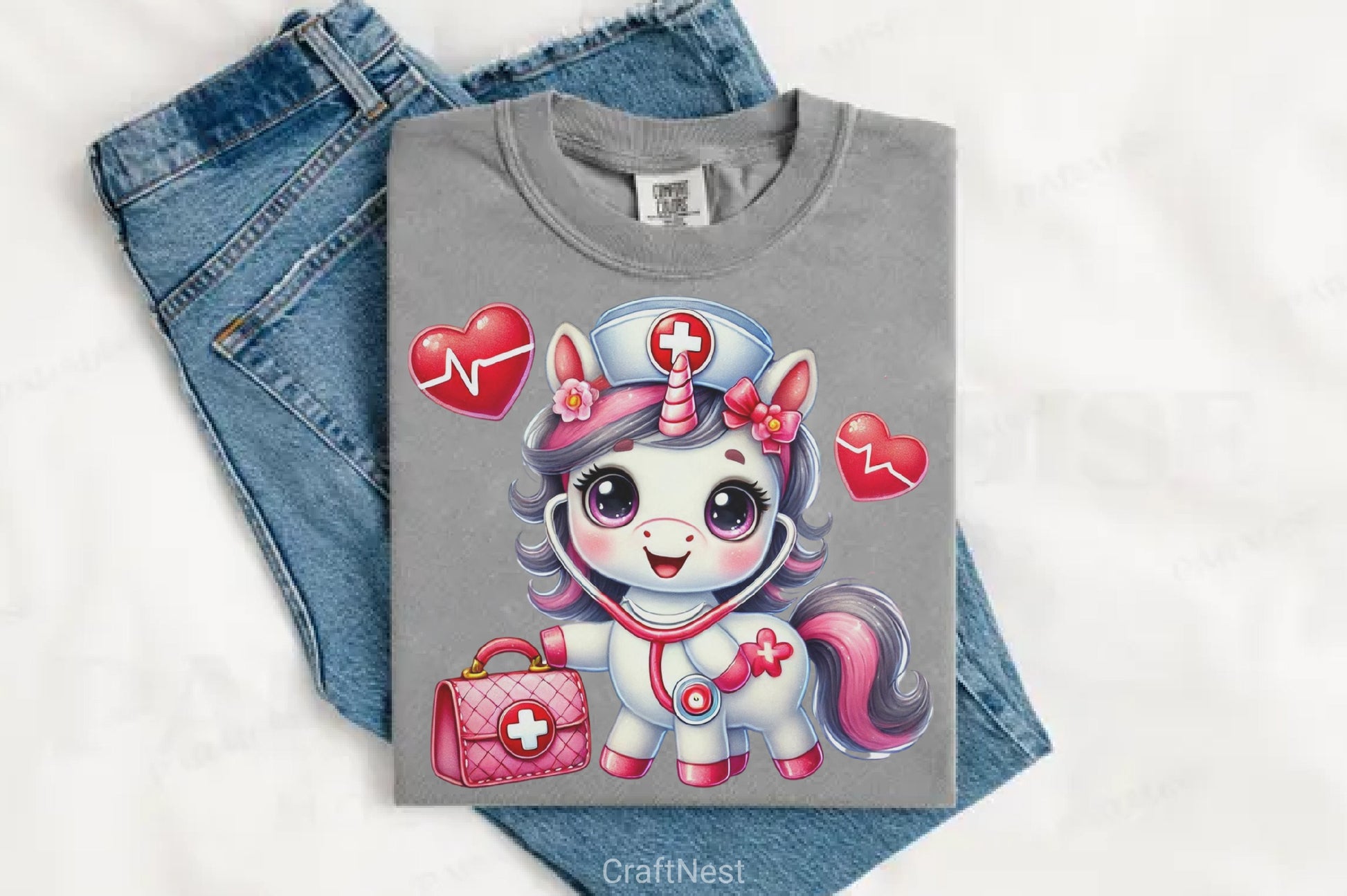 Unicorn Nurse Valentine Clipart Bundle - CraftNest - Digital Crafting and Art