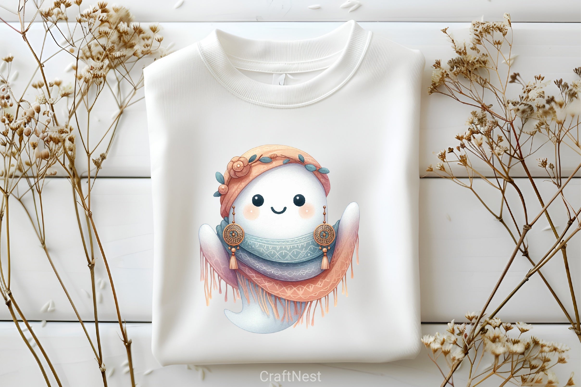 Boho Halloween Ghost Clipart Bundle - CraftNest - Digital Crafting and Art