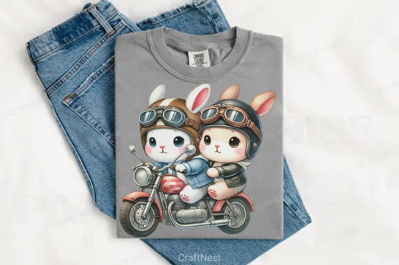 Easter Biker Bunny Clipart Bundle - CraftNest - Digital Crafting and Art