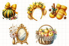Yellow Coquette Autumn Clipart Bundle - CraftNest - Digital Crafting and Art