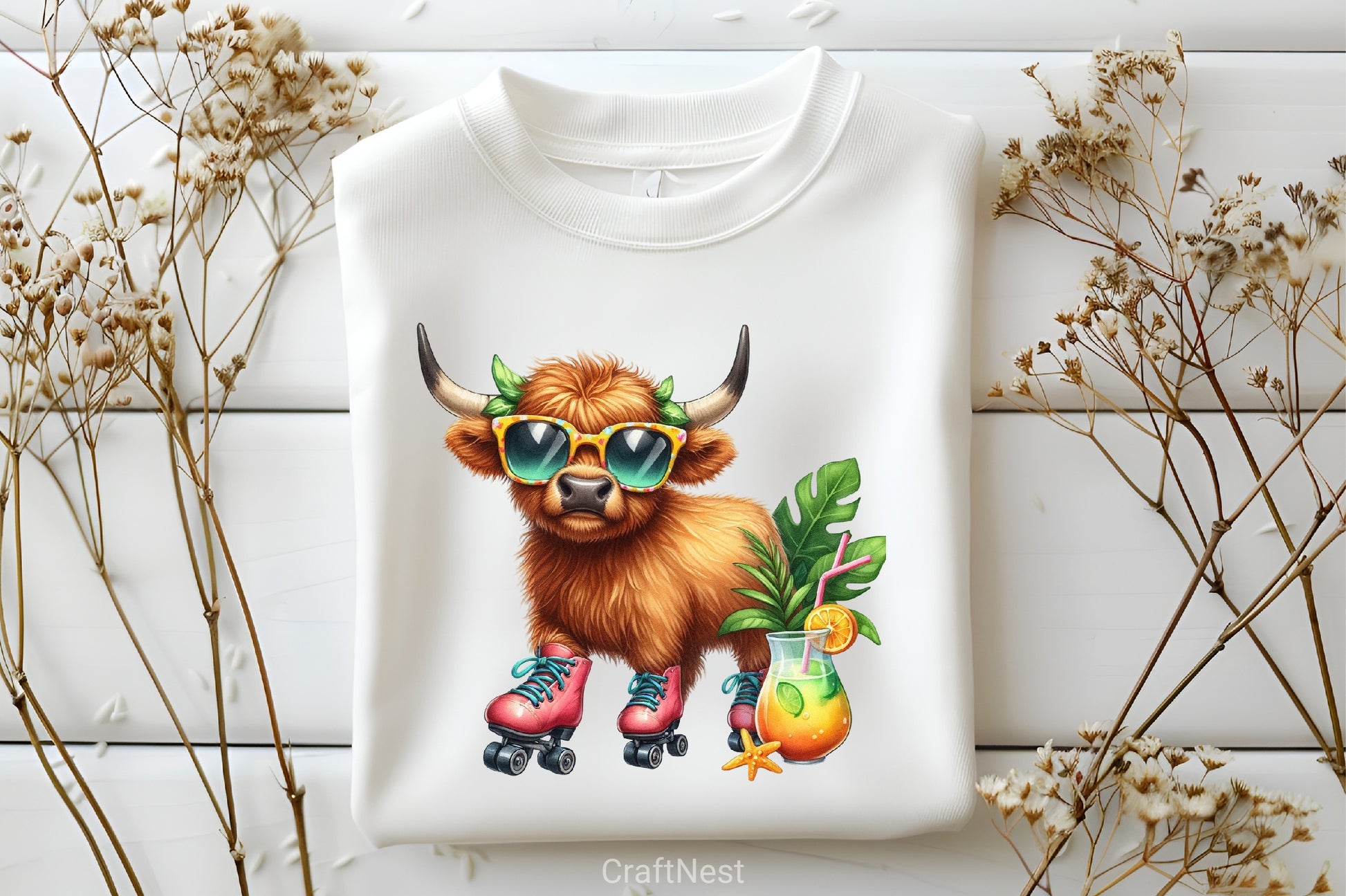 Funny Summer Highland Cow Clipart Bundle - CraftNest - Digital Crafting and Art