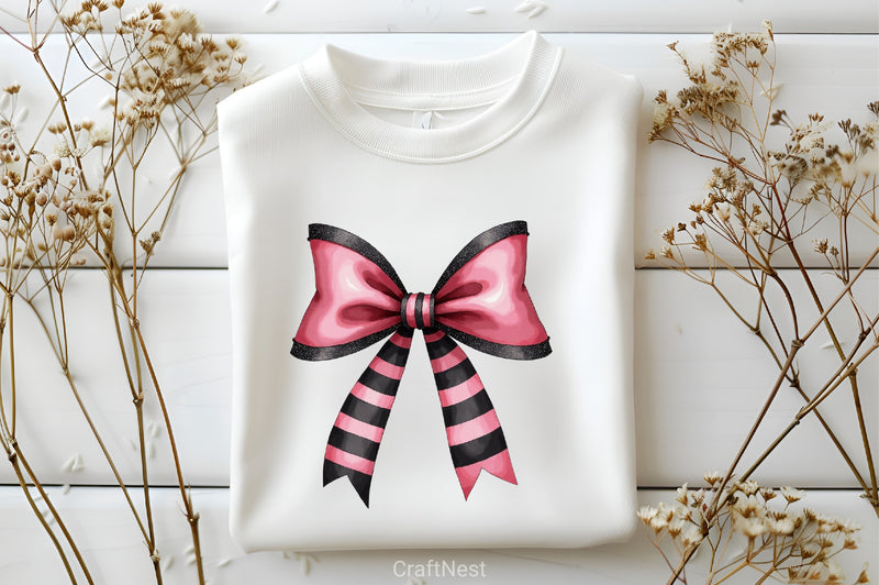 Charm Pink Halloween Bow Clipart Bundle - CraftNest - Digital Crafting and Art