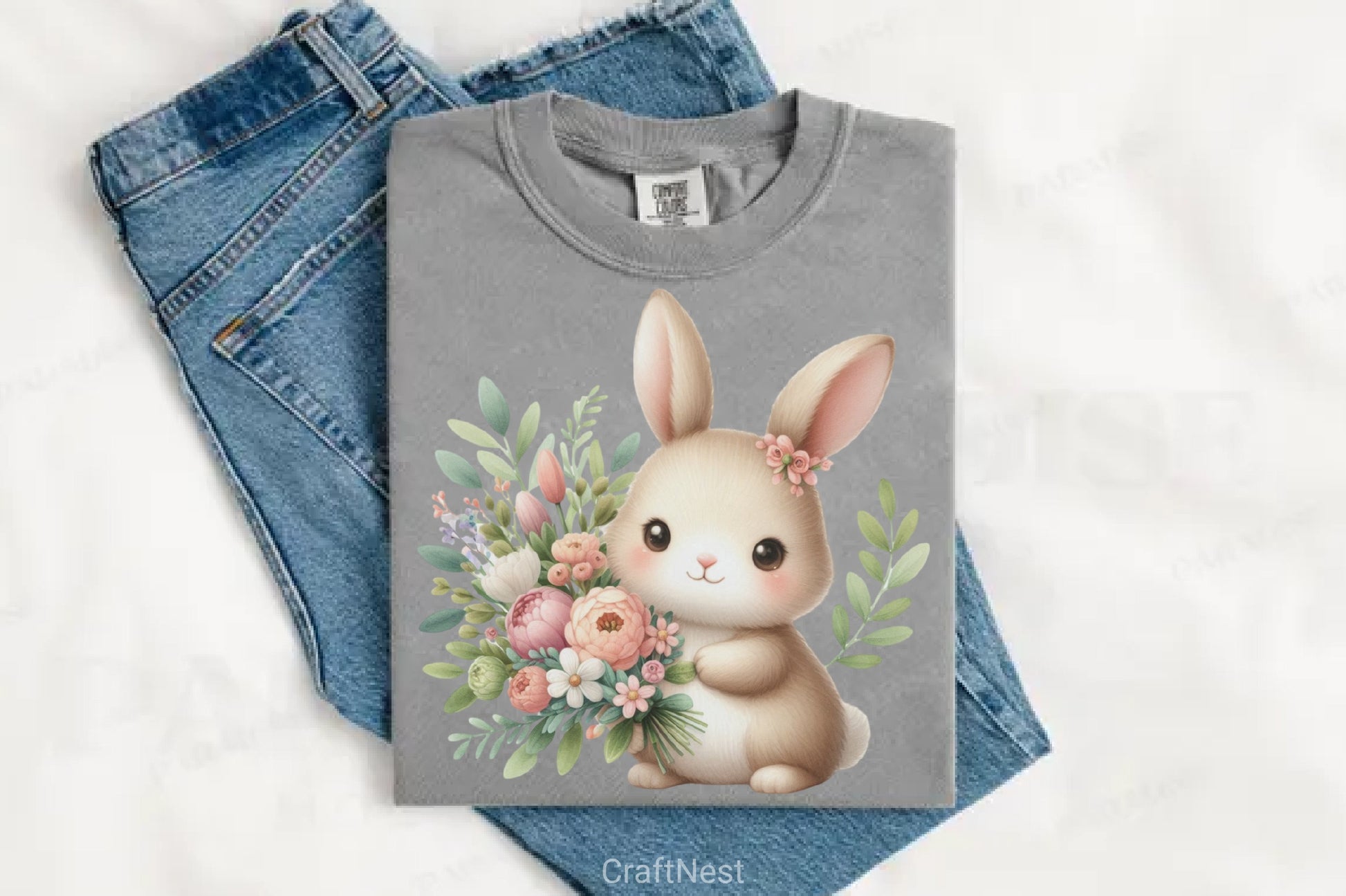 Bunnies & Flowers Clipart Bundle - CraftNest - Digital Crafting and Art