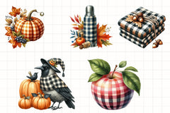 Gingham Autumn Clipart Bundle 4 - CraftNest - Digital Crafting and Art