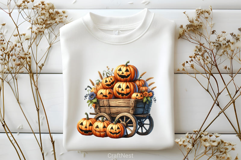 Halloween Pumpkin Cart Clipart Bundle - CraftNest - Digital Crafting and Art