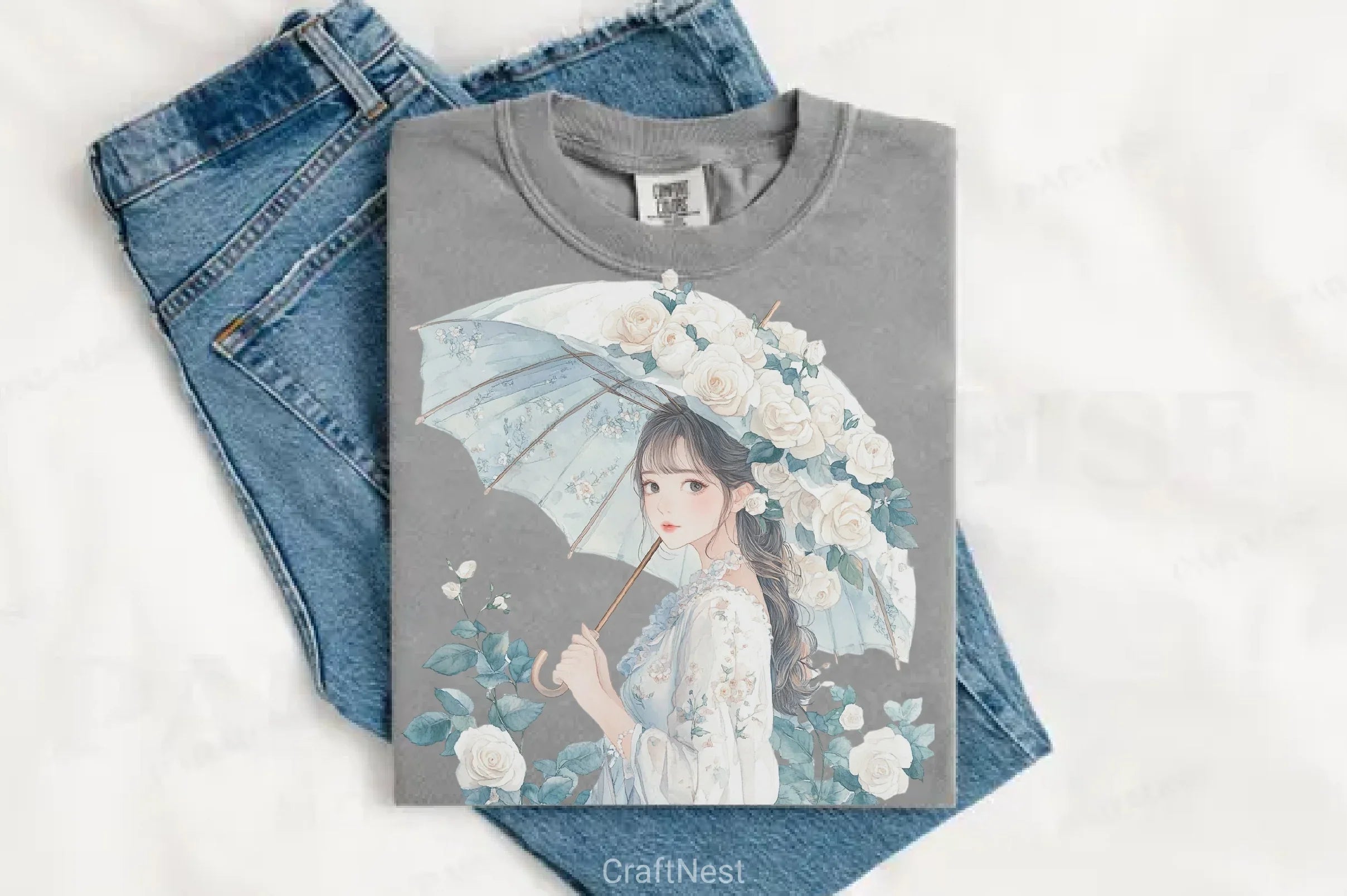 Spring White Roses & Woman Clipart Bundle - CraftNest - Digital Crafting and Art