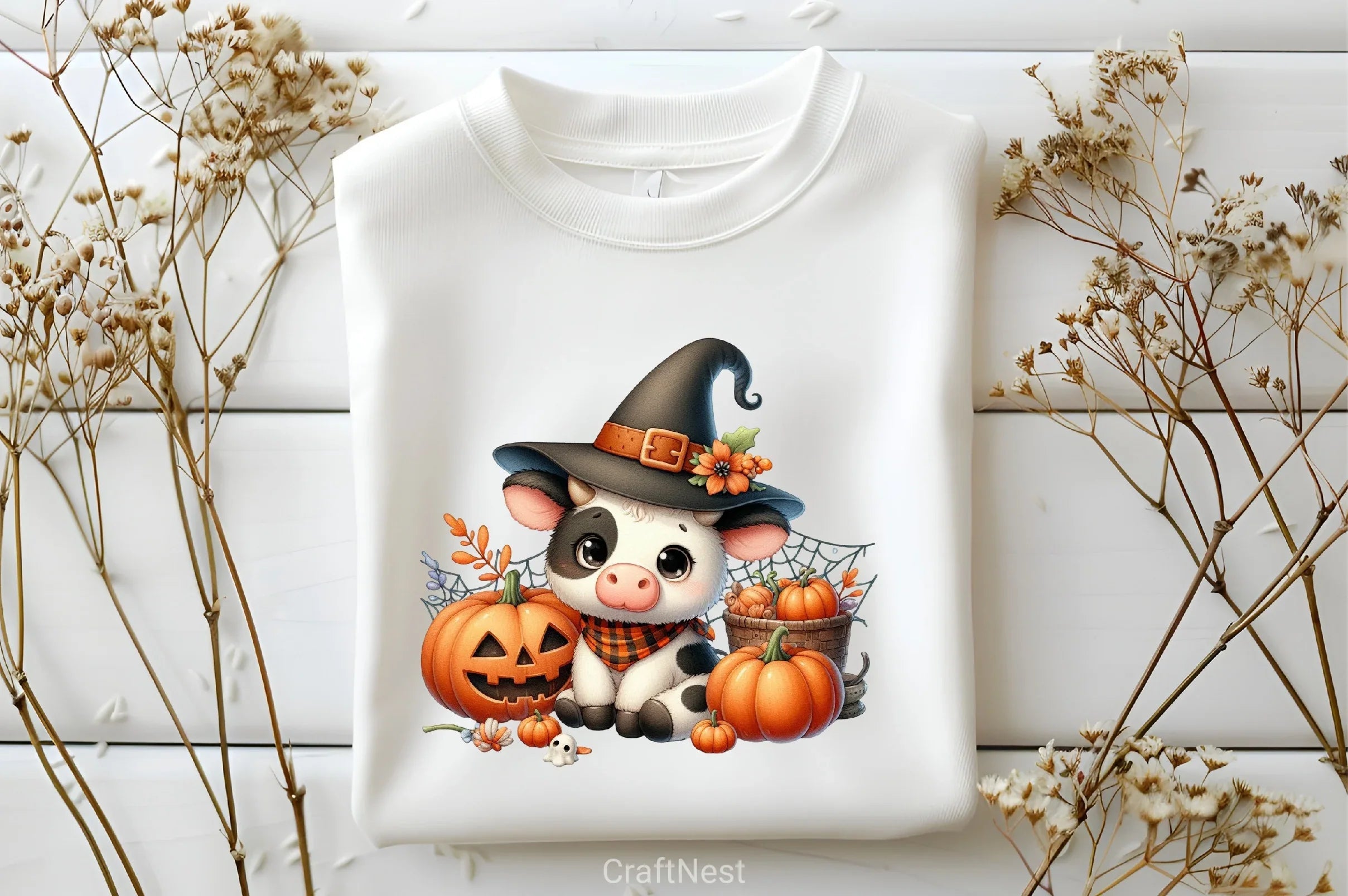 Cute Baby Cow Halloween Clipart Bundle - CraftNest - Digital Crafting and Art
