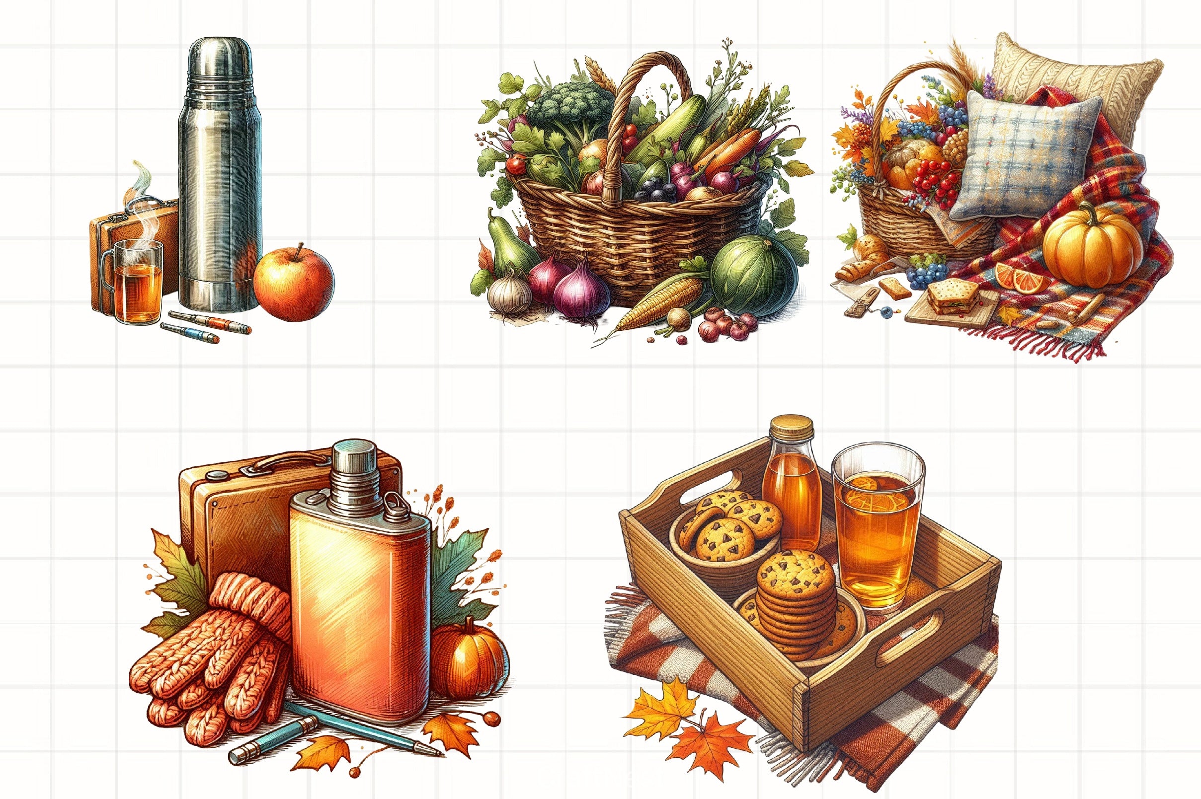 Fall Picnic Clipart Bundle - CraftNest - Digital Crafting and Art