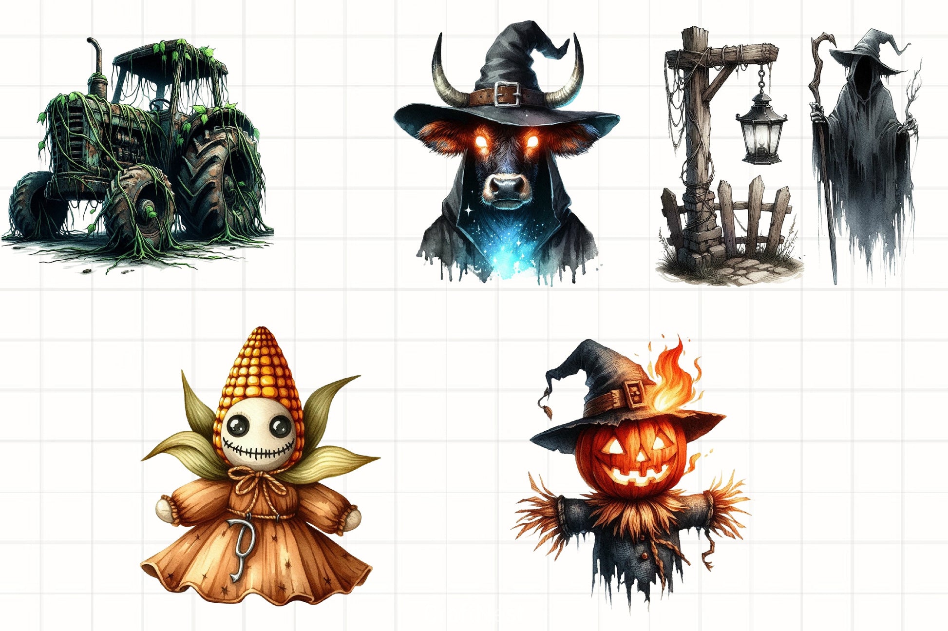 Creepy Halloween Farm Clipart Bundle - CraftNest - Digital Crafting and Art