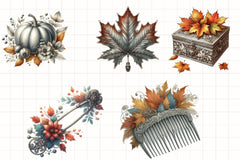 Silver Vintage Autumn Clipart Bundle - CraftNest - Digital Crafting and Art