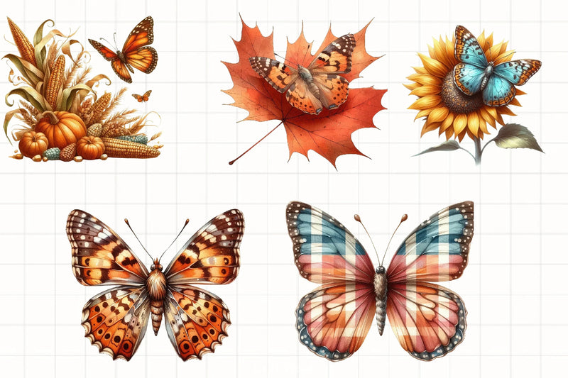 Fall Butterfly Garden Clipart Bundle - CraftNest - Digital Crafting and Art