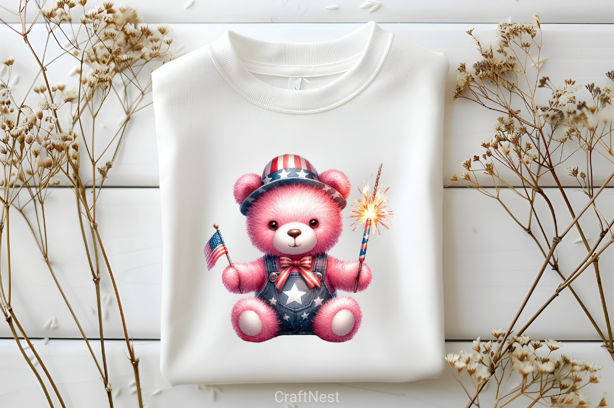 4th of July Pink Baby Nursery Clipart Bundle - CraftNest - Digital Crafting and Art