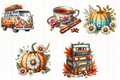 Retro Autumn Clipart Bundle - CraftNest - Digital Crafting and Art