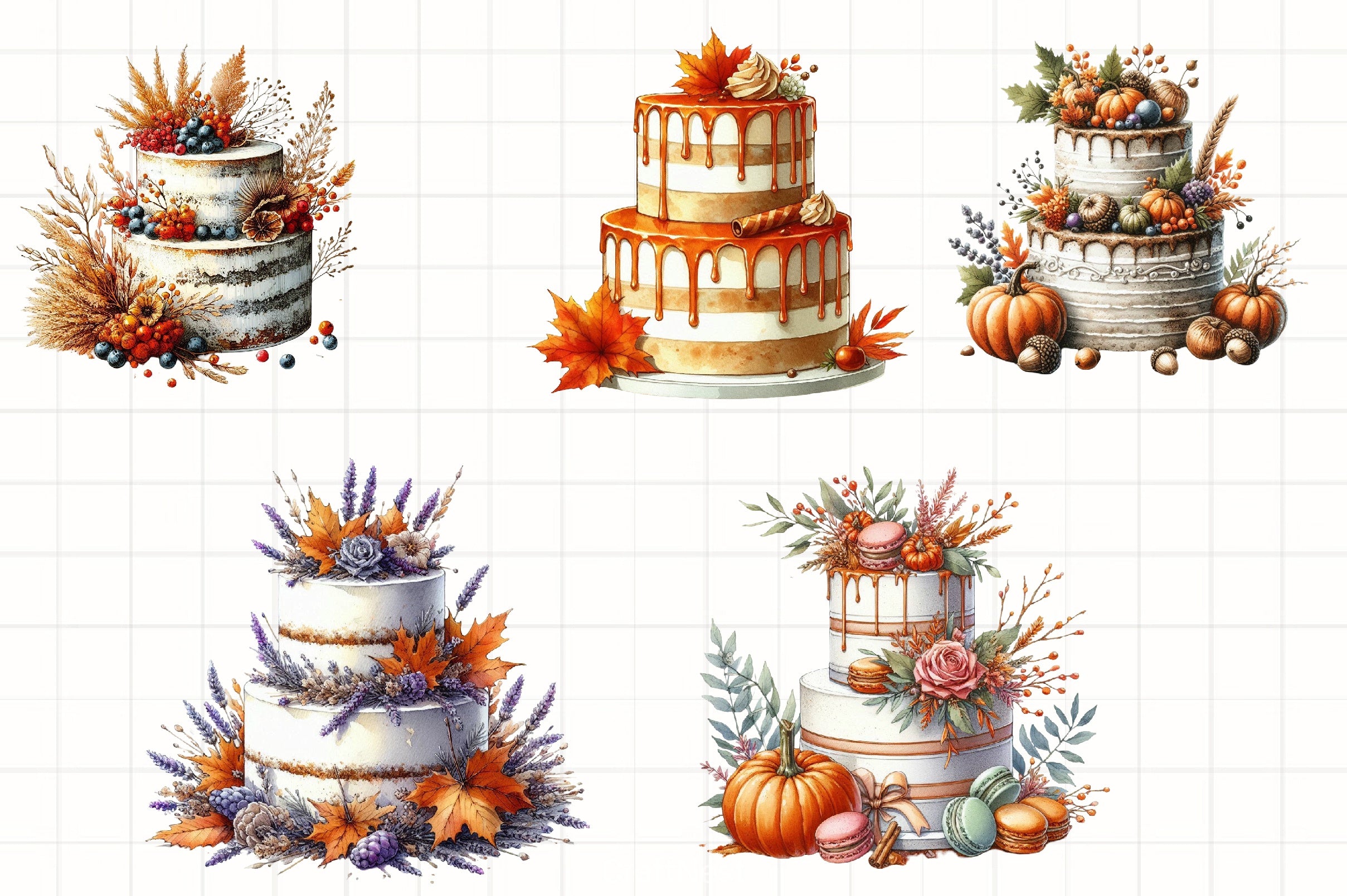 Fall Wedding Cake Clipart Bundle - CraftNest - Digital Crafting and Art