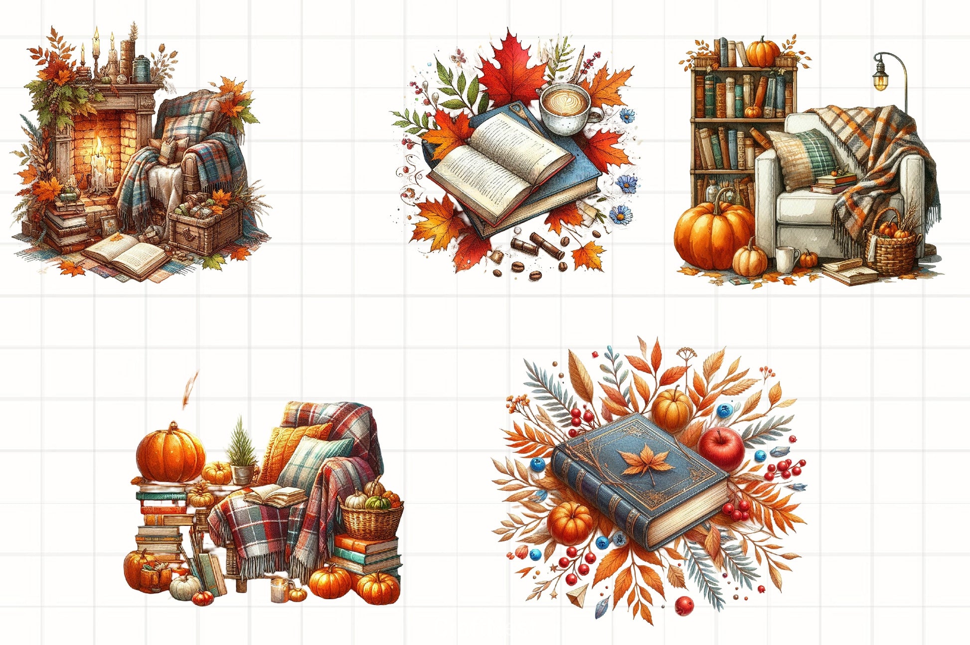 Autumn Fall Books Clipart Bundle - CraftNest - Digital Crafting and Art