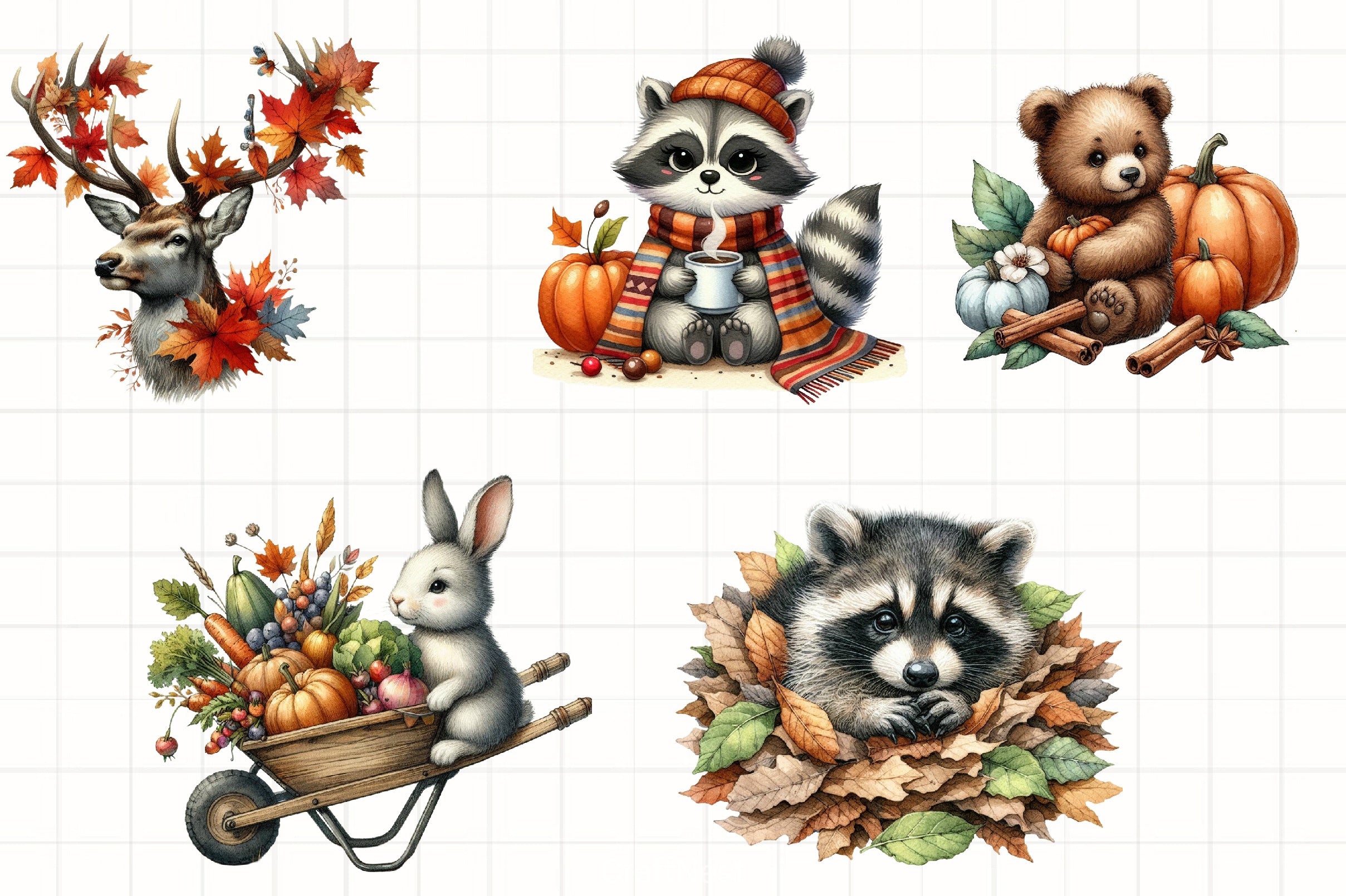 Autumn Forest Animal Clipart Bundle - CraftNest - Digital Crafting and Art