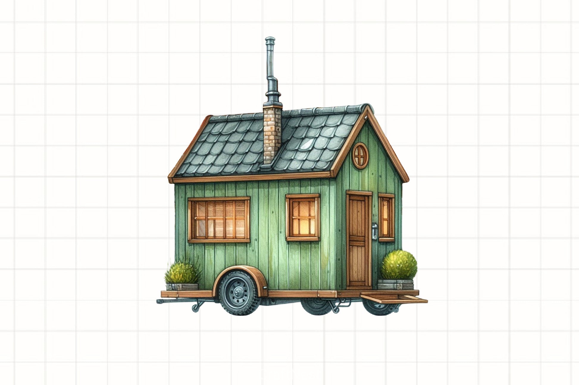 Green Autumn Cottage Clipart Bundle - CraftNest - Digital Crafting and Art