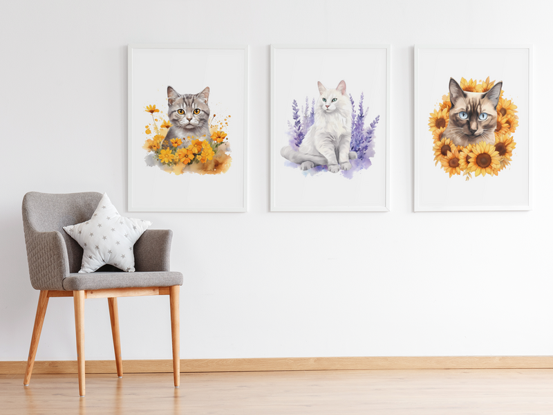 Flower Cats Clipart - CraftNest